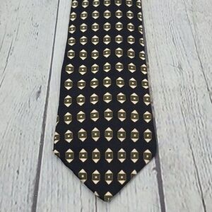Vintage Neo Bill Blass Black Geometric Silk Tie